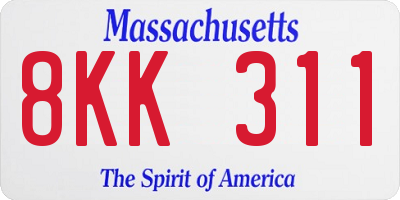 MA license plate 8KK311