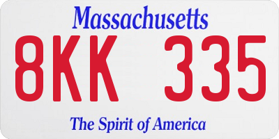 MA license plate 8KK335