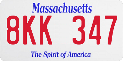 MA license plate 8KK347