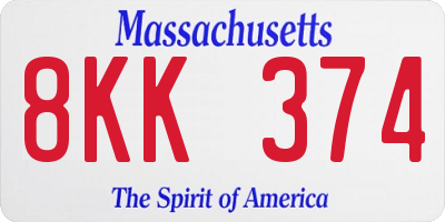 MA license plate 8KK374