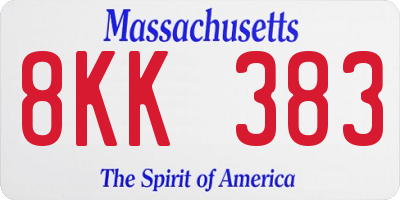 MA license plate 8KK383