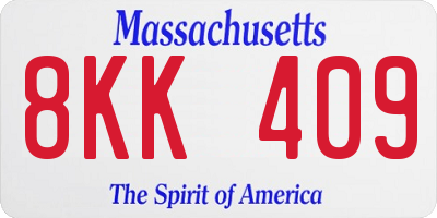 MA license plate 8KK409
