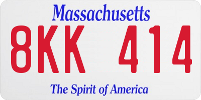 MA license plate 8KK414