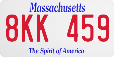 MA license plate 8KK459