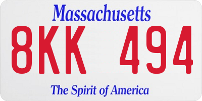 MA license plate 8KK494