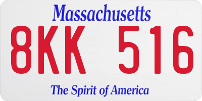 MA license plate 8KK516