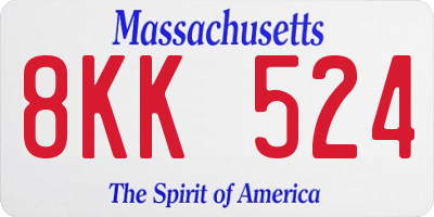 MA license plate 8KK524