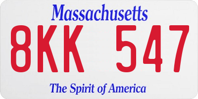 MA license plate 8KK547