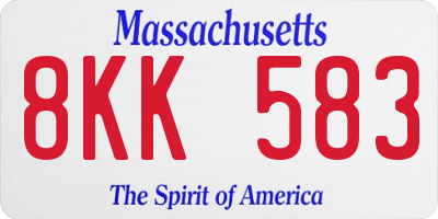 MA license plate 8KK583