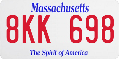 MA license plate 8KK698