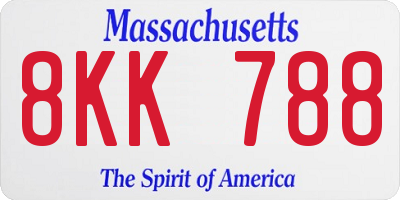 MA license plate 8KK788