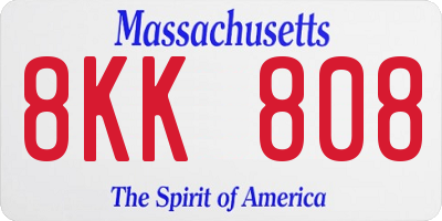 MA license plate 8KK808