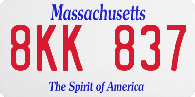 MA license plate 8KK837