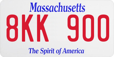 MA license plate 8KK900