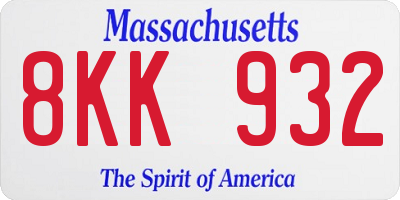 MA license plate 8KK932