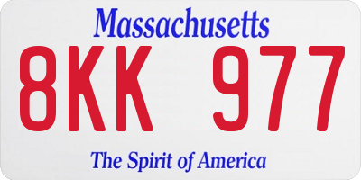 MA license plate 8KK977