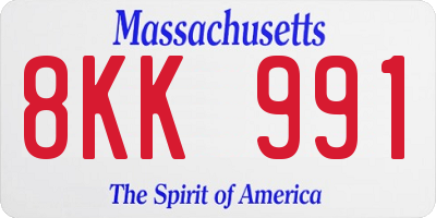MA license plate 8KK991