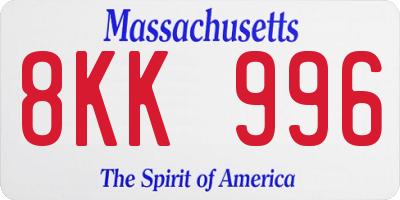 MA license plate 8KK996