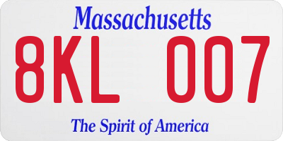 MA license plate 8KL007