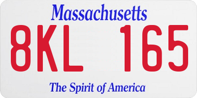 MA license plate 8KL165