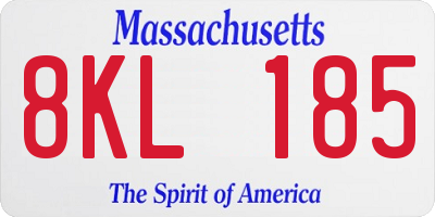 MA license plate 8KL185