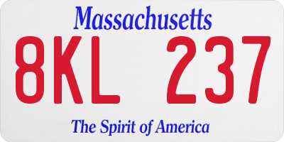 MA license plate 8KL237