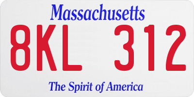 MA license plate 8KL312