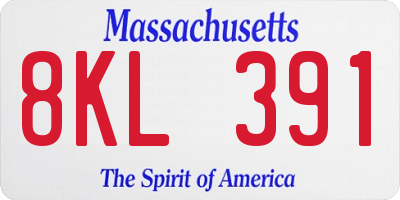 MA license plate 8KL391