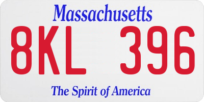 MA license plate 8KL396