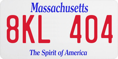 MA license plate 8KL404