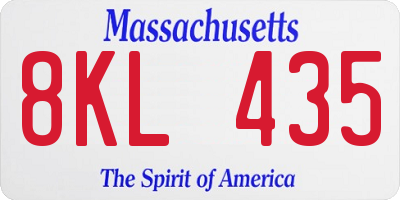 MA license plate 8KL435