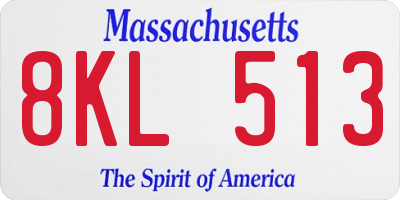 MA license plate 8KL513