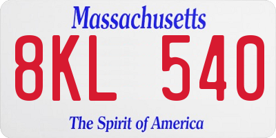 MA license plate 8KL540