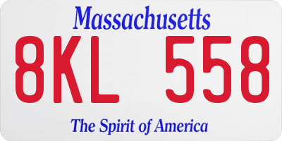 MA license plate 8KL558