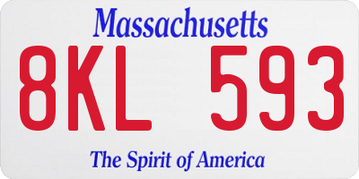 MA license plate 8KL593