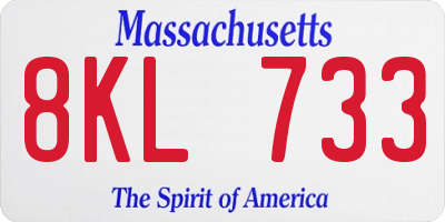 MA license plate 8KL733