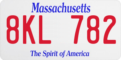 MA license plate 8KL782