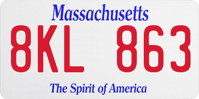 MA license plate 8KL863