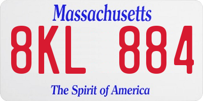 MA license plate 8KL884