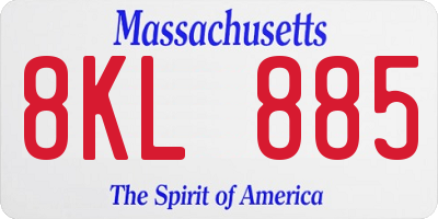 MA license plate 8KL885