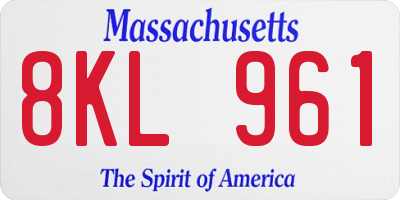 MA license plate 8KL961