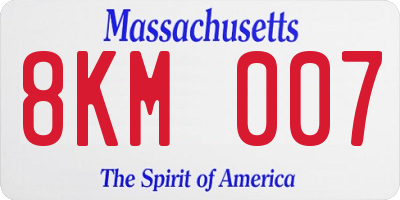 MA license plate 8KM007