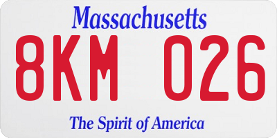 MA license plate 8KM026