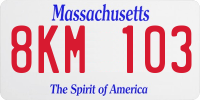 MA license plate 8KM103
