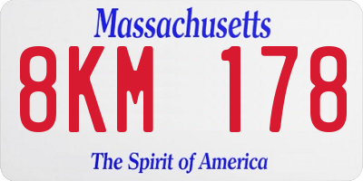 MA license plate 8KM178