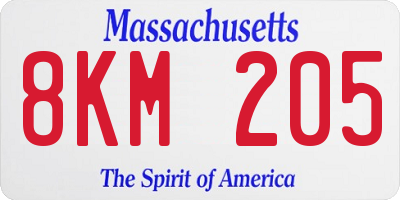 MA license plate 8KM205