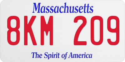 MA license plate 8KM209