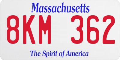 MA license plate 8KM362