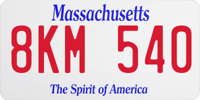 MA license plate 8KM540