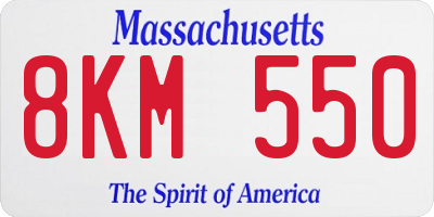 MA license plate 8KM550